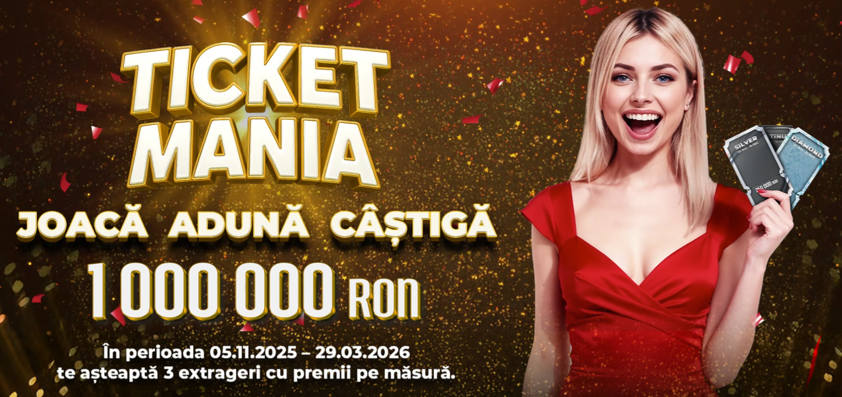 Imagine reprezentativă pentru promoția Winbet Ticket Mania cu tichete și premii