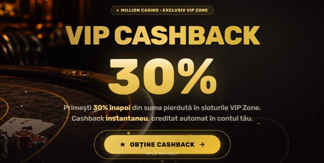 Imagine reprezentativă pentru Million Casino VIP Cashback 30%