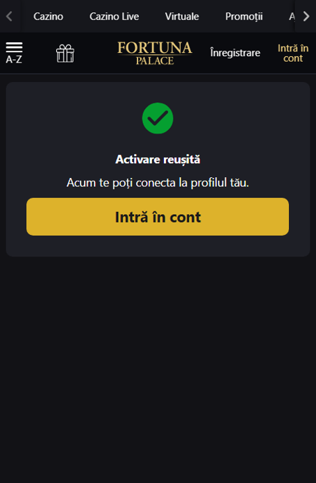 Cum te înregistrezi la Fortuna Palace Casino — pas 6