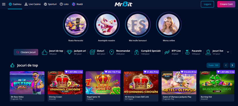 Mr. Bit Casino pe uwin.ro: Bonus Exclusiv și Peste 4600 Sloturi